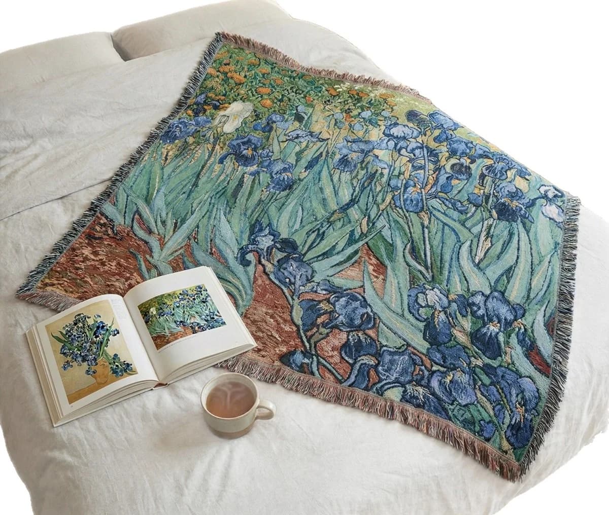 Gobelínová deka inšpirovaná Van Goghom, zmes bavlny, poťah na gauč