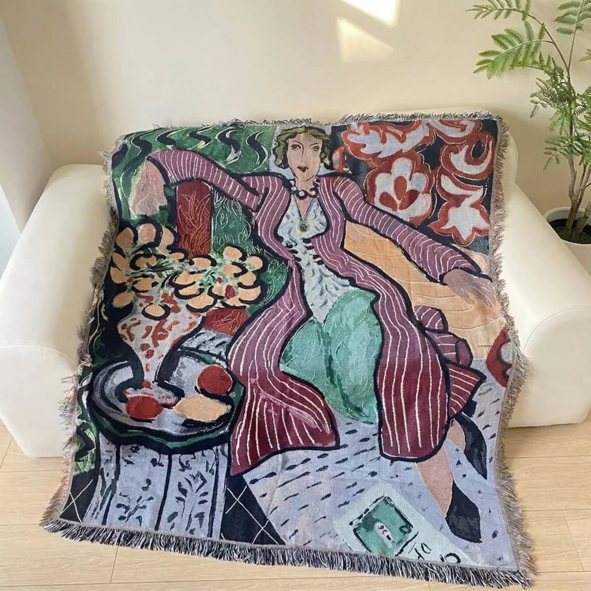Tkaná deka typu gobelín v štýle Matisse na dekoráciu steny