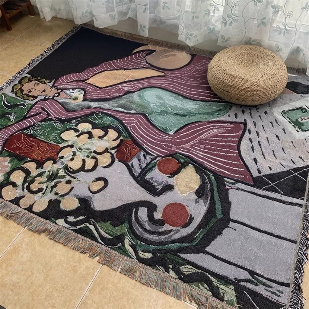 Umelecká tapiséria v štýle Matisse ako deka na pohovku alebo dekorácia na stenu
