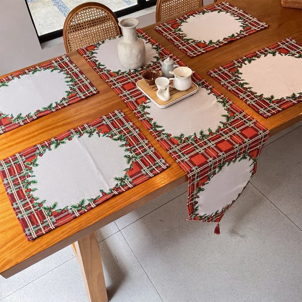 Nordický vianočný set bežca na stôl a prestierania zmes polyester-bavlna