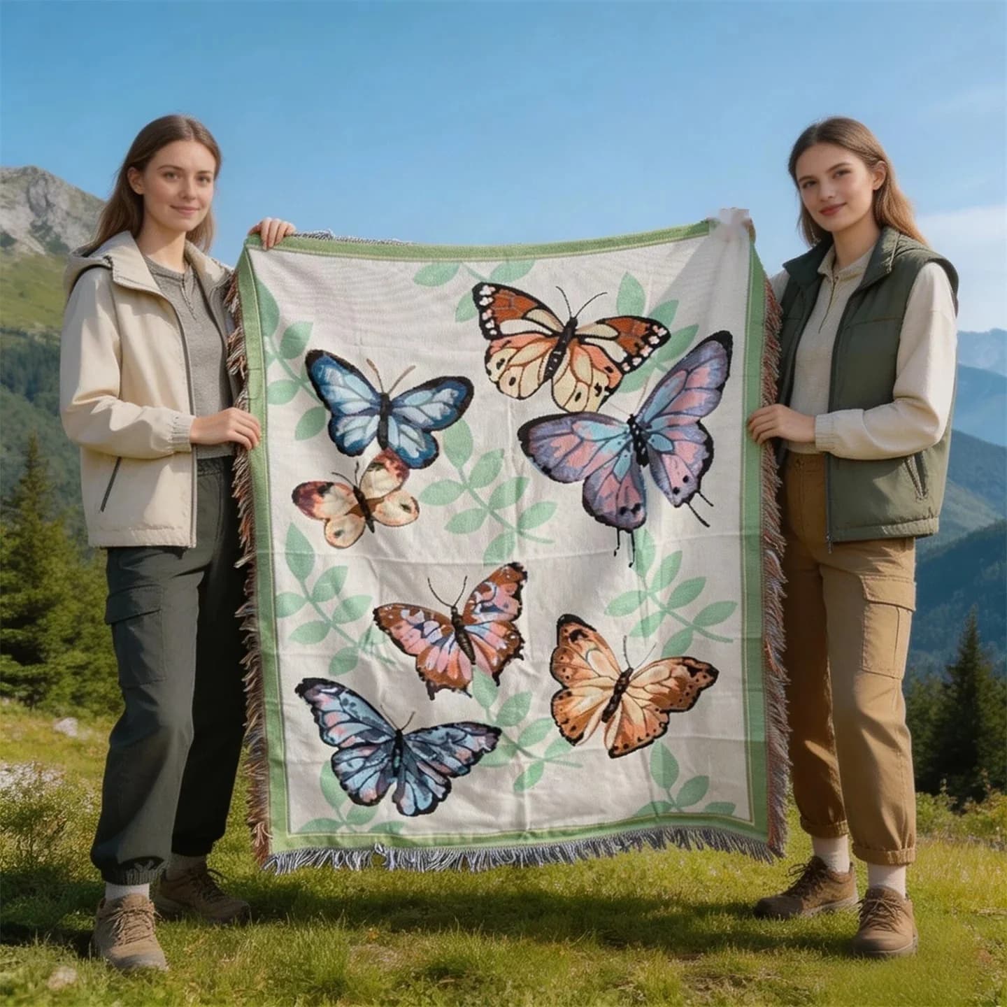 Prehoz z bavlnenej zmesi s strapcami na gauč a posteľ, 130x160 cm