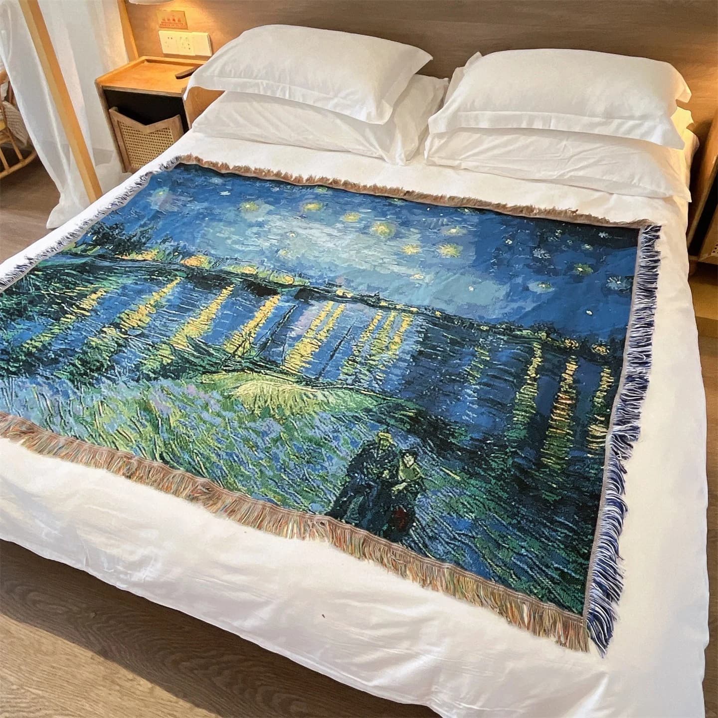 Tkaná deka vo štýle Van Gogha na pohovku, posteľ alebo ako nástenná dekorácia 130x160 cm