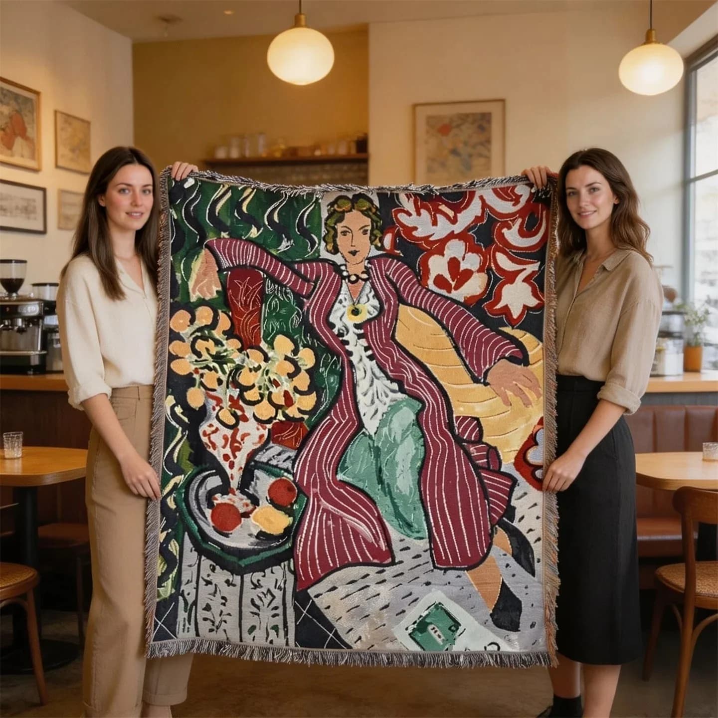 Tkaná deka typu gobelín v štýle Matisse na dekoráciu steny