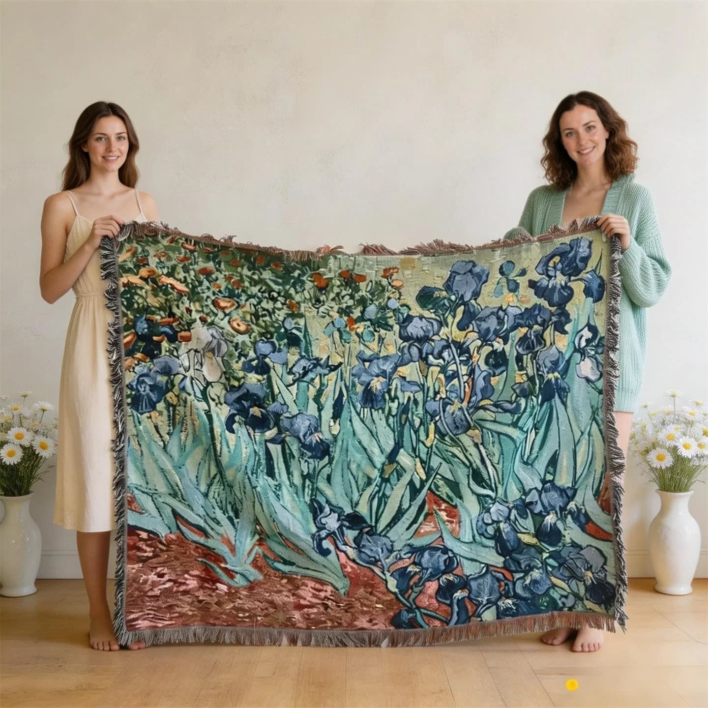 Gobelínová deka inšpirovaná Van Goghom, zmes bavlny, poťah na gauč