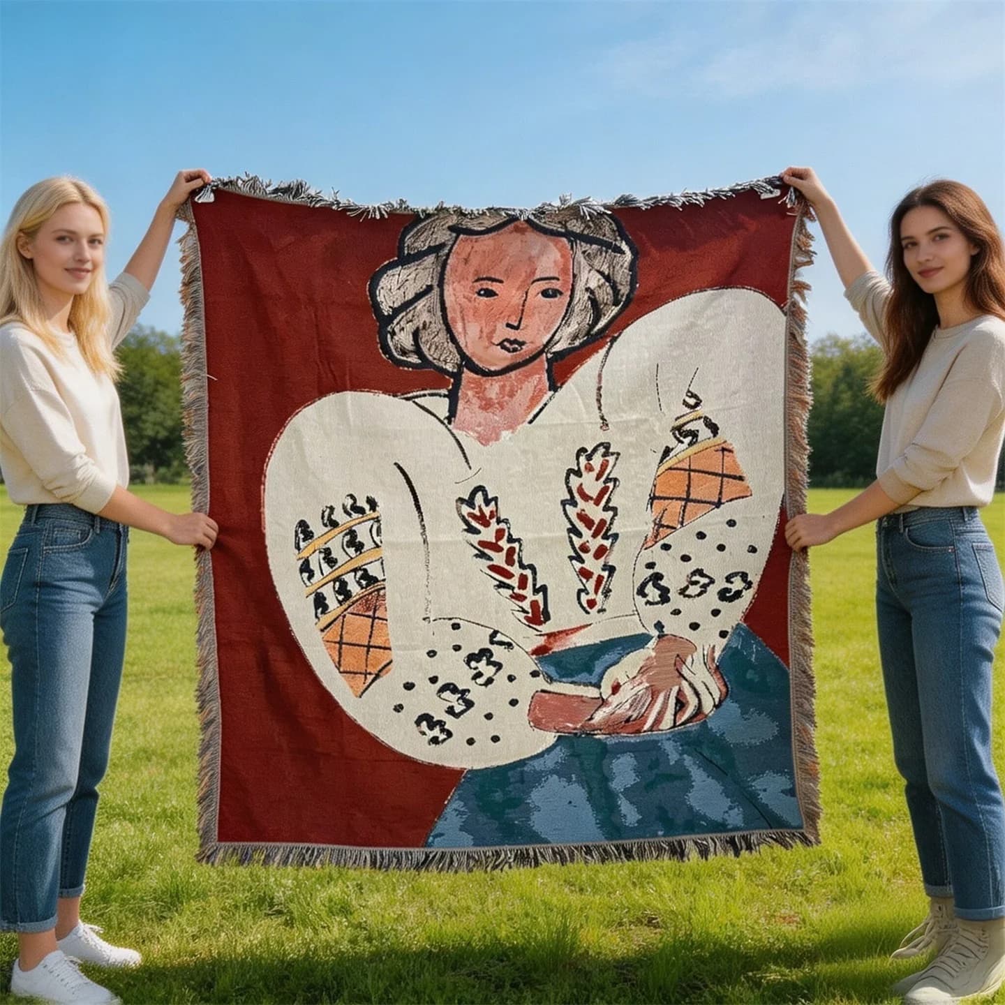 Tkaná deka typu gobelín v štýle Matisse na dekoráciu steny